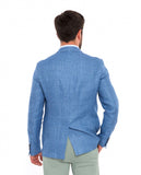 Blue Casual Jacket 100% Linen