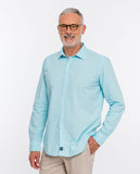 Camisa Casual 100% Algodão em Azul Turquesa