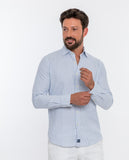 Camisa Casual 100% Algodão em Azul