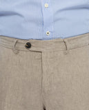 Light Beige Regular Chino Trousers 100% Linen