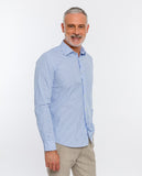 Camisa Casual 100% Algodão em Azul Claro