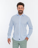 Camisa Casual 100% Algodão em Azul Claro