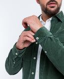 Camisa Casual 100% Algodão em Verde Seco