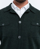 Dark Green Cardigan 100% Merino Wool