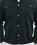 Dark Green Cardigan 100% Merino Wool