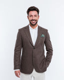 Casaco Casual 100% Lã Virgem em Castanho