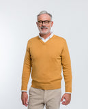 Dark Yellow V Neck Sweater 100% Merino Wool