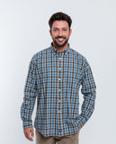 Camisa Casual 100% Algodão em Azul