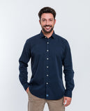 Camisa Casual 100% Algodão em Azul Escuro