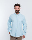 Camisa Casual 100% Algodão em Azul Claro