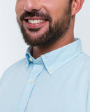Camisa Casual 100% Algodão em Azul Claro