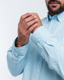 Camisa Casual 100% Algodão em Azul Claro