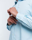 Camisa Casual 100% Algodão em Azul Claro