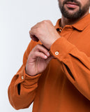 Dark Orange Long Sleeve Polo 100% Cotton