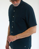 Camisa Casual 100% Algodão em Azul Escuro