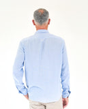 Camisa Casual 100% Linho em Azul Claro