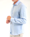 Camisa Casual 100% Linho em Azul Claro