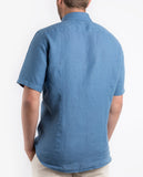 Camisa Casual 100% Linho em Azul