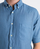 Blue Casual Shirt 100% Linen