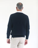 Dark Blue V Neck Sweater 100% Wool