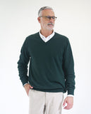 Dark Green V Neck Sweater 100% Wool