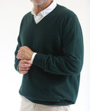 Dark Green V Neck Sweater 100% Wool