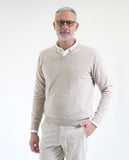 Light Beige V Neck Sweater 100% Cashmere