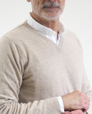 Light Beige V Neck Sweater 100% Cashmere