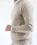 Light Beije V Neck Sweater 100% Cashmere