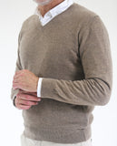 Light Brown V Neck Sweater 100% Cashmere