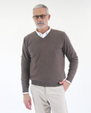 Dark Brown V Neck Sweater 100% Cashmere