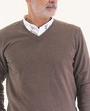 Dark Brown V Neck Sweater 100% Cashmere