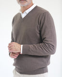 Dark Brown V Neck Sweater 100% Cashmere