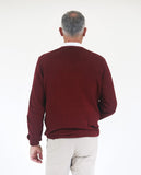 Camisola Decote V 100% Merino em Bordeaux