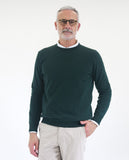 Dark Green Crew Neck Sweater 100% Wool