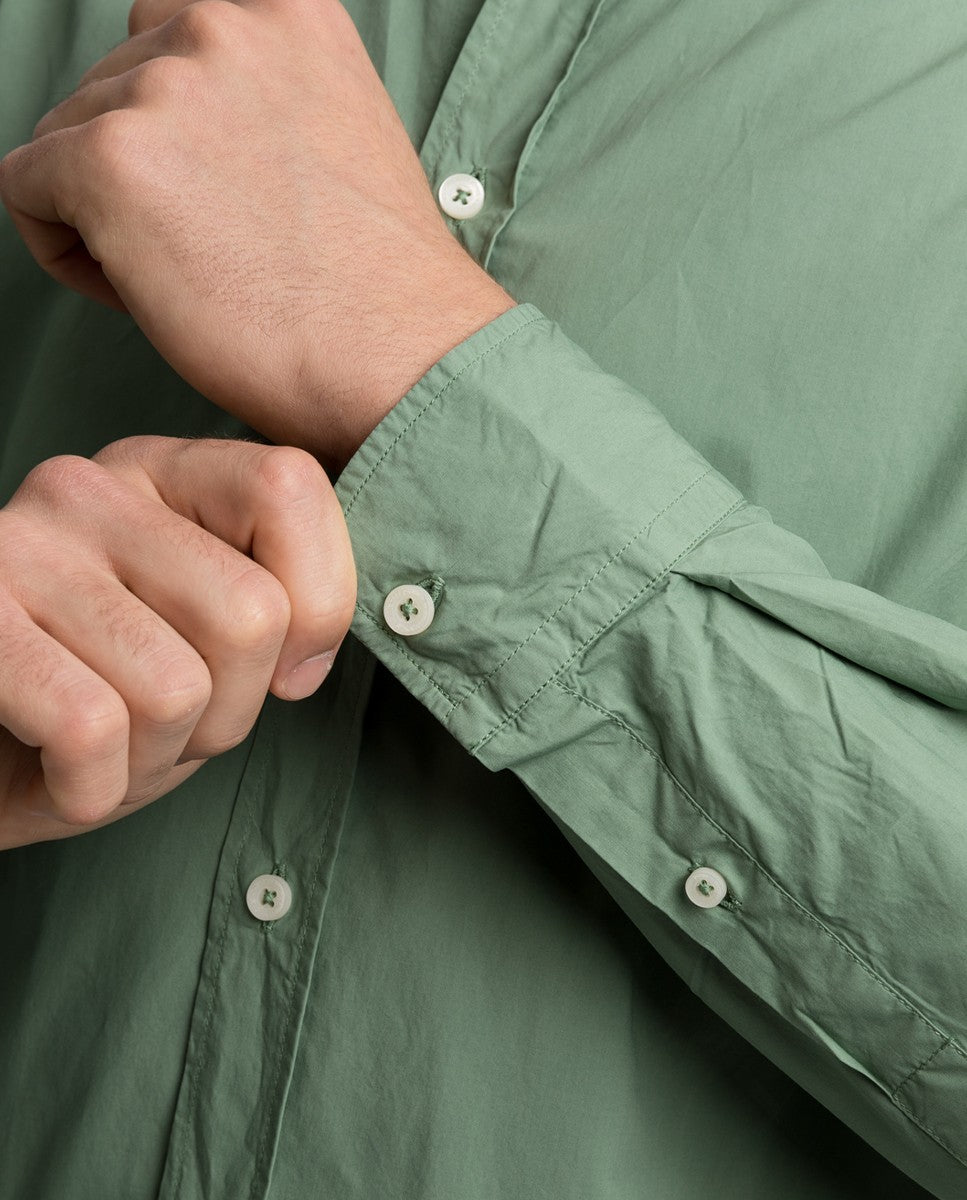 Camisa Casual 100% Algodão em Verde Seco
