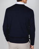 Dark Blue V Neck Sweater 100% Merino Wool